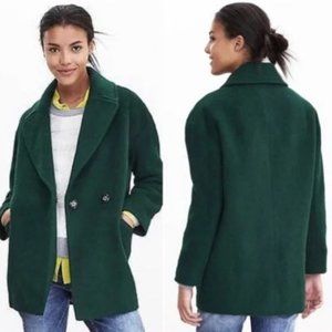 Banana Republic Cocoon Coat Small Hunter Green Wool Mohair
